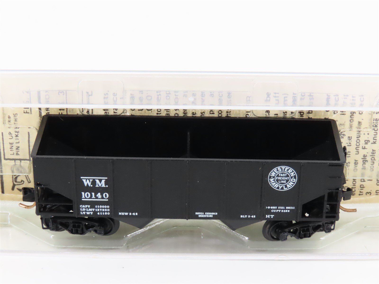 N Scale Kadee Micro-Trains MTL 56092 WM Western Maryland 33' 2-Bay Hopper #10140