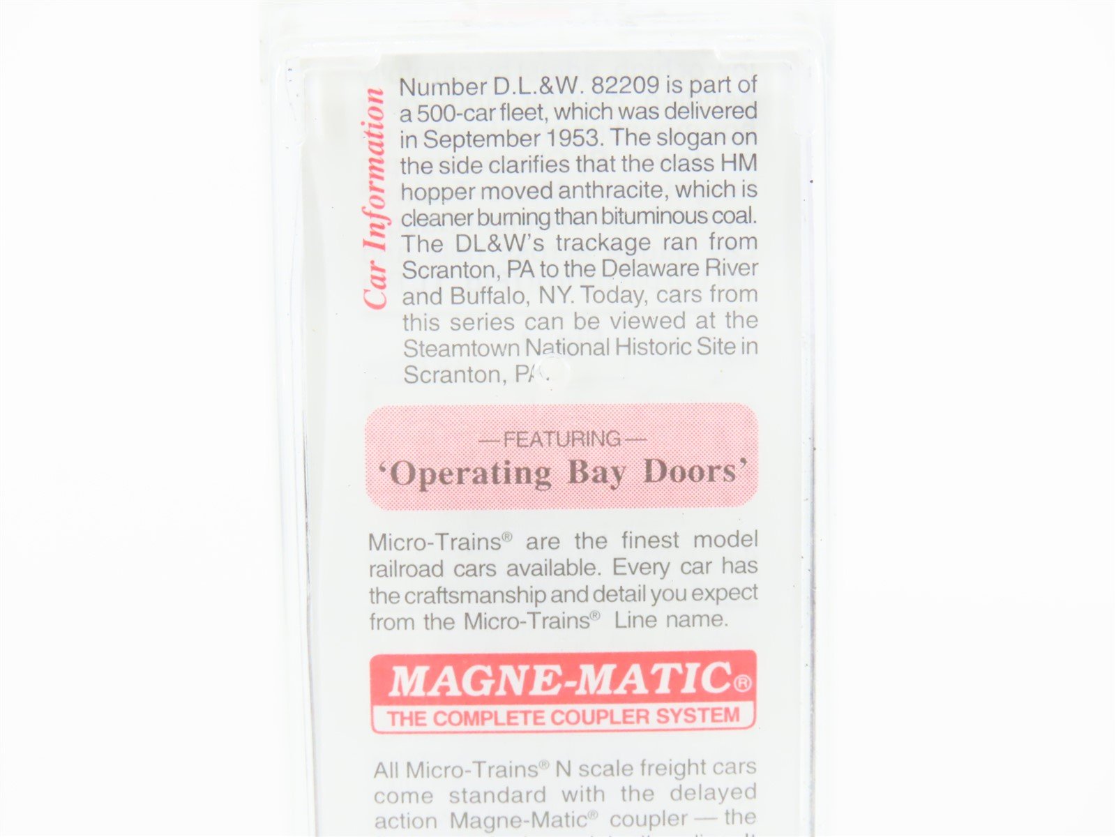 N Scale Micro-Trains MTL 56320 DL&W Lackawanna 33' 2-Bay Rib Side Hopper #82209