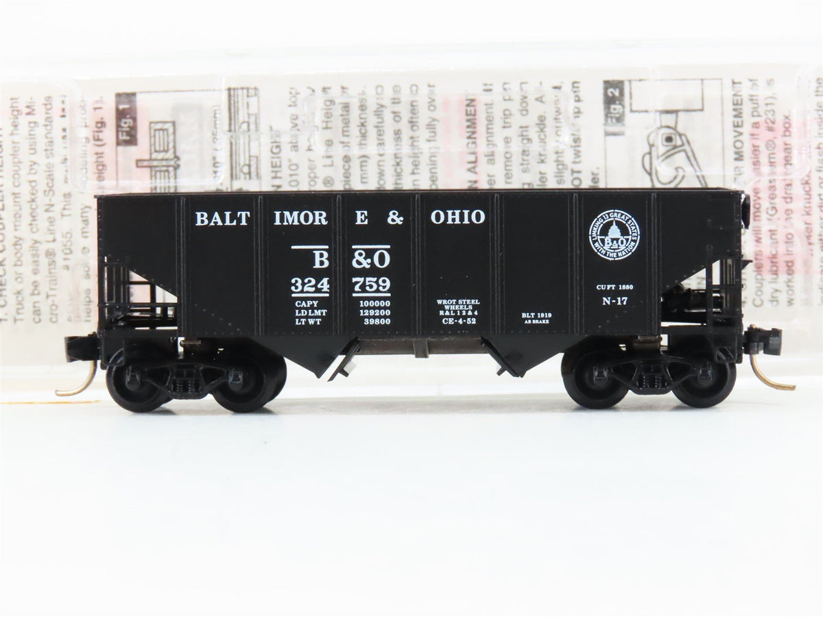 N Micro-Trains MTL 56310 B&amp;O Baltimore &amp; Ohio 33&#39; 2-Bay Rib Side Hopper #324759