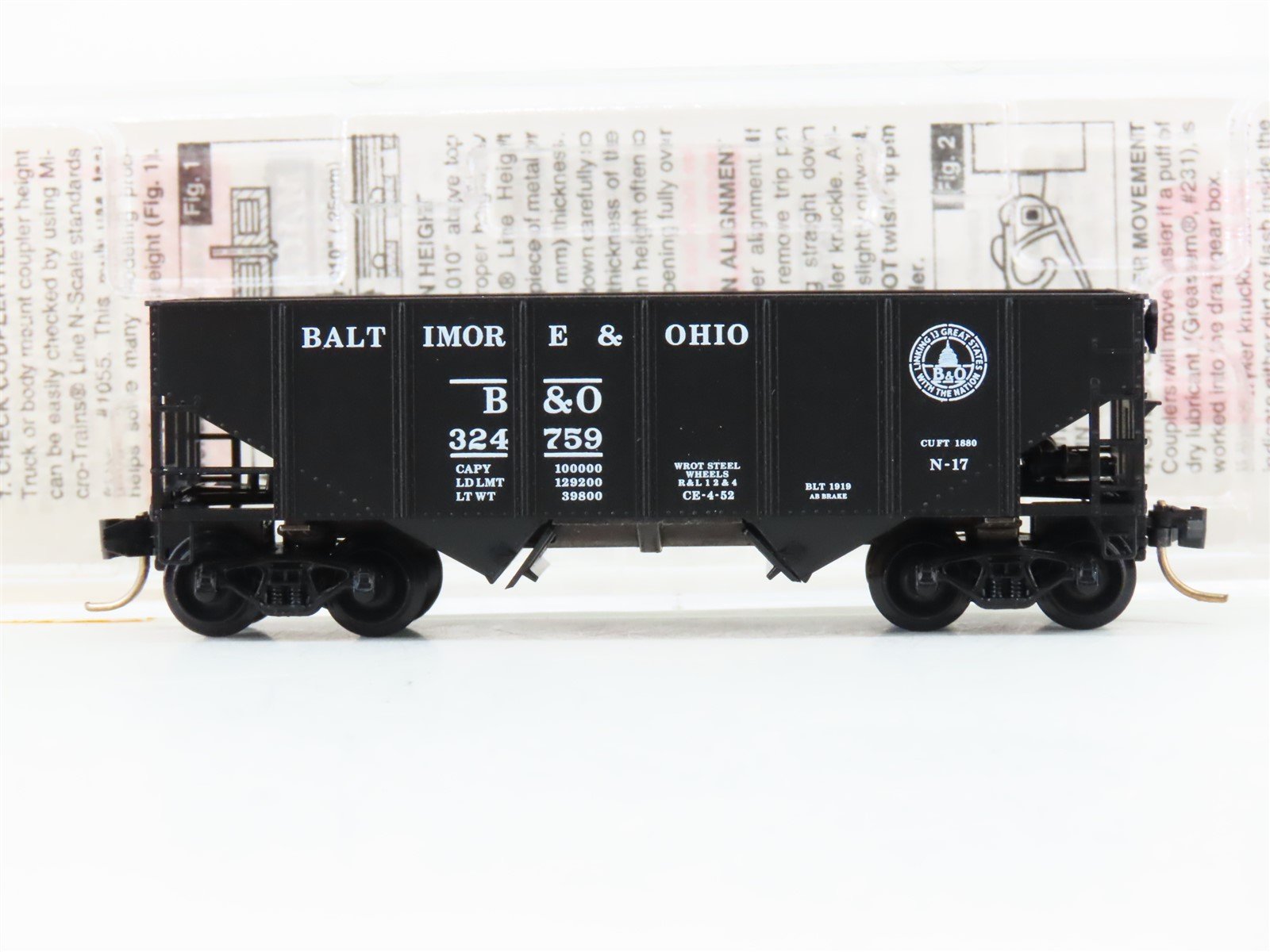 N Micro-Trains MTL 56310 B&O Baltimore & Ohio 33' 2-Bay Rib Side Hopper #324759