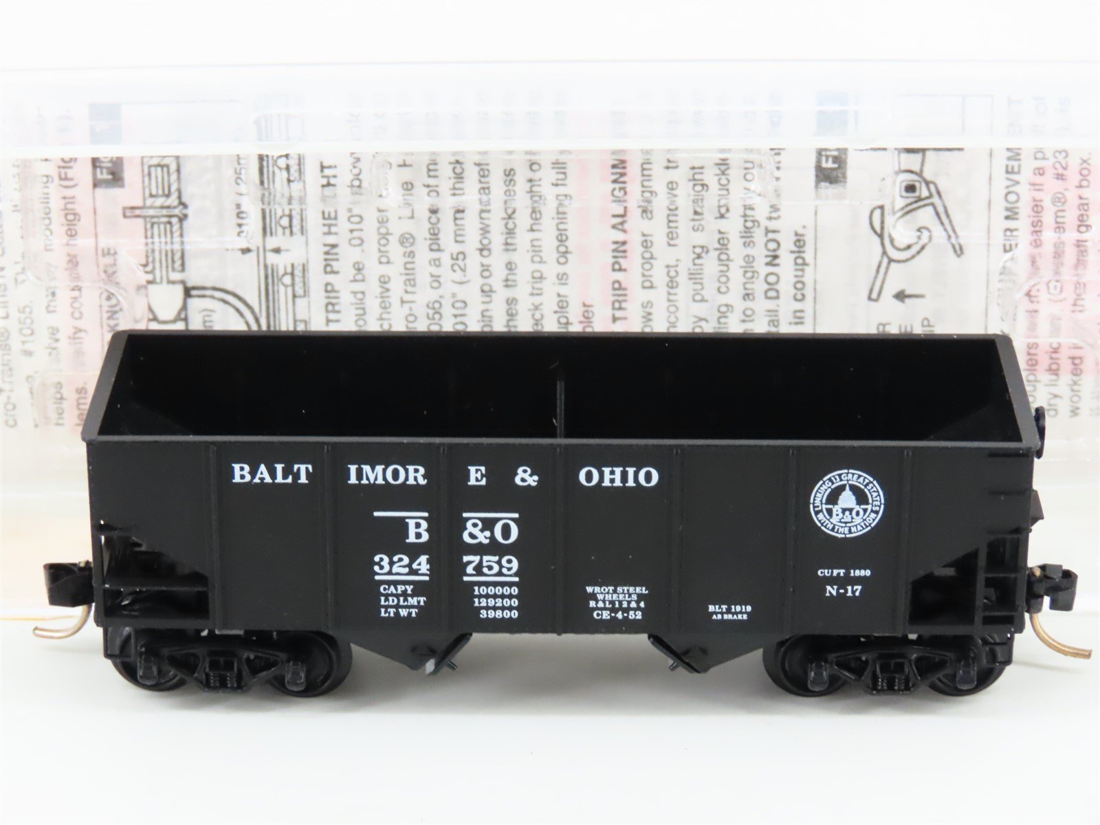 N Micro-Trains MTL 56310 B&O Baltimore & Ohio 33' 2-Bay Rib Side Hopper #324759