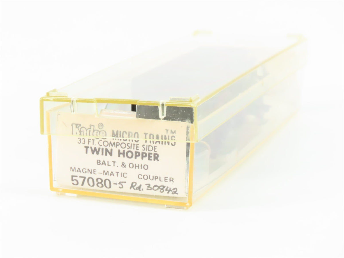 N Kadee Micro-Trains MTL 57080 B&amp;O Baltimore &amp; Ohio 33&#39; 2-Bay Hopper #30842