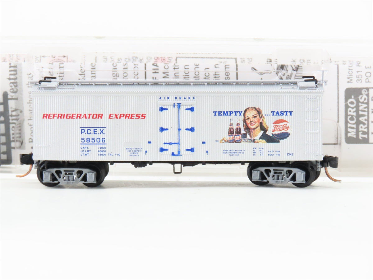 N Micro-Trains MTL 58560 PCEX Pepsi-Cola &quot;Tempty... Tasty&quot; 36&#39; Ice Reefer #58506