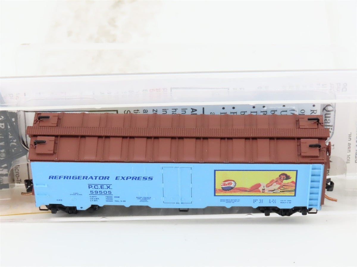 N Micro-Trains MTL 59550 PCEX Pepsi-Cola Billboard 40&#39; Steel Ice Reefer #59505
