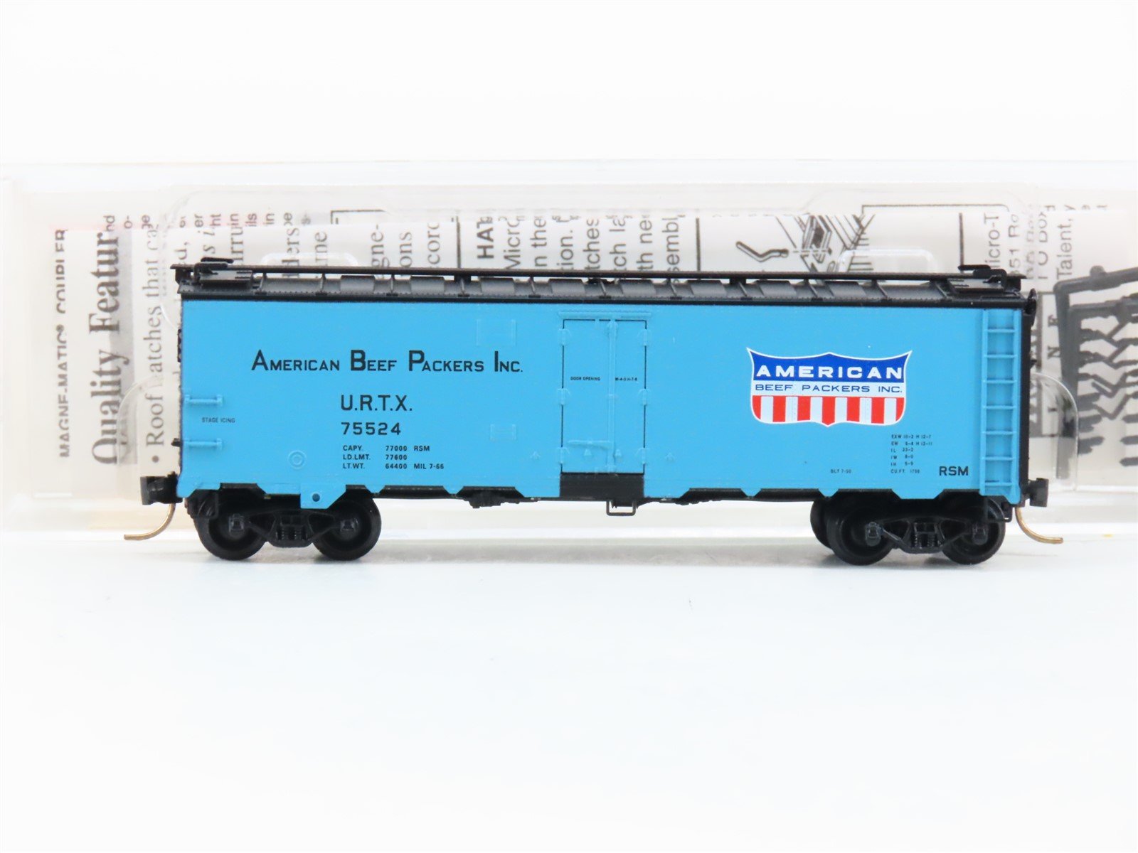 N Micro-Trains MTL 59540 URTX American Beef Packers 40' Steel Ice Reefer #75524