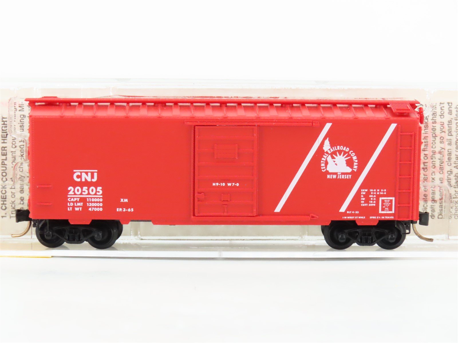 N Scale Micro-Trains MTL 20196 CNJ Jersey Central 40' Single Door Box Car #20505