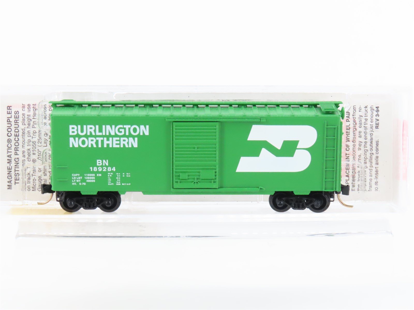 N Micro-Trains MTL 20306 BN Burlington Northern 40' Single Door Box Car #189284