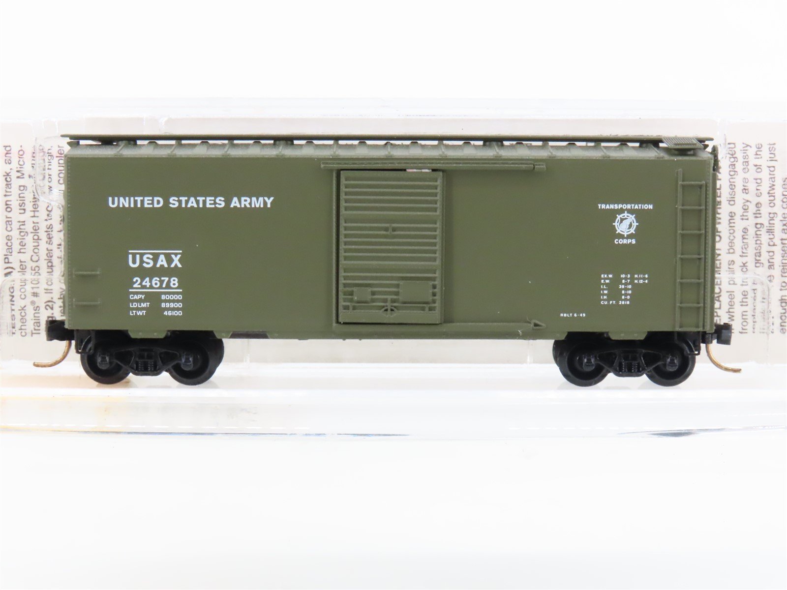N Micro-Trains MTL 20456 USAX US Army Transportation Corps 40' Box Car #24678