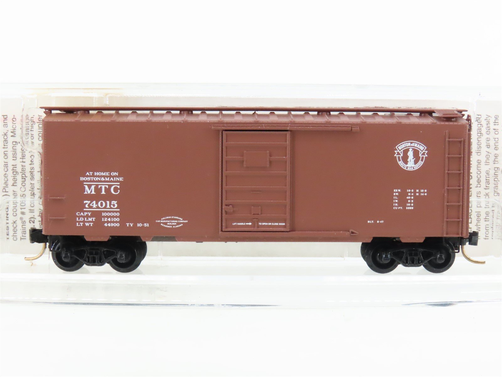 N Scale Micro-Trains MTL 20426 B&M / MTC Minute Man Service Box Car #74015