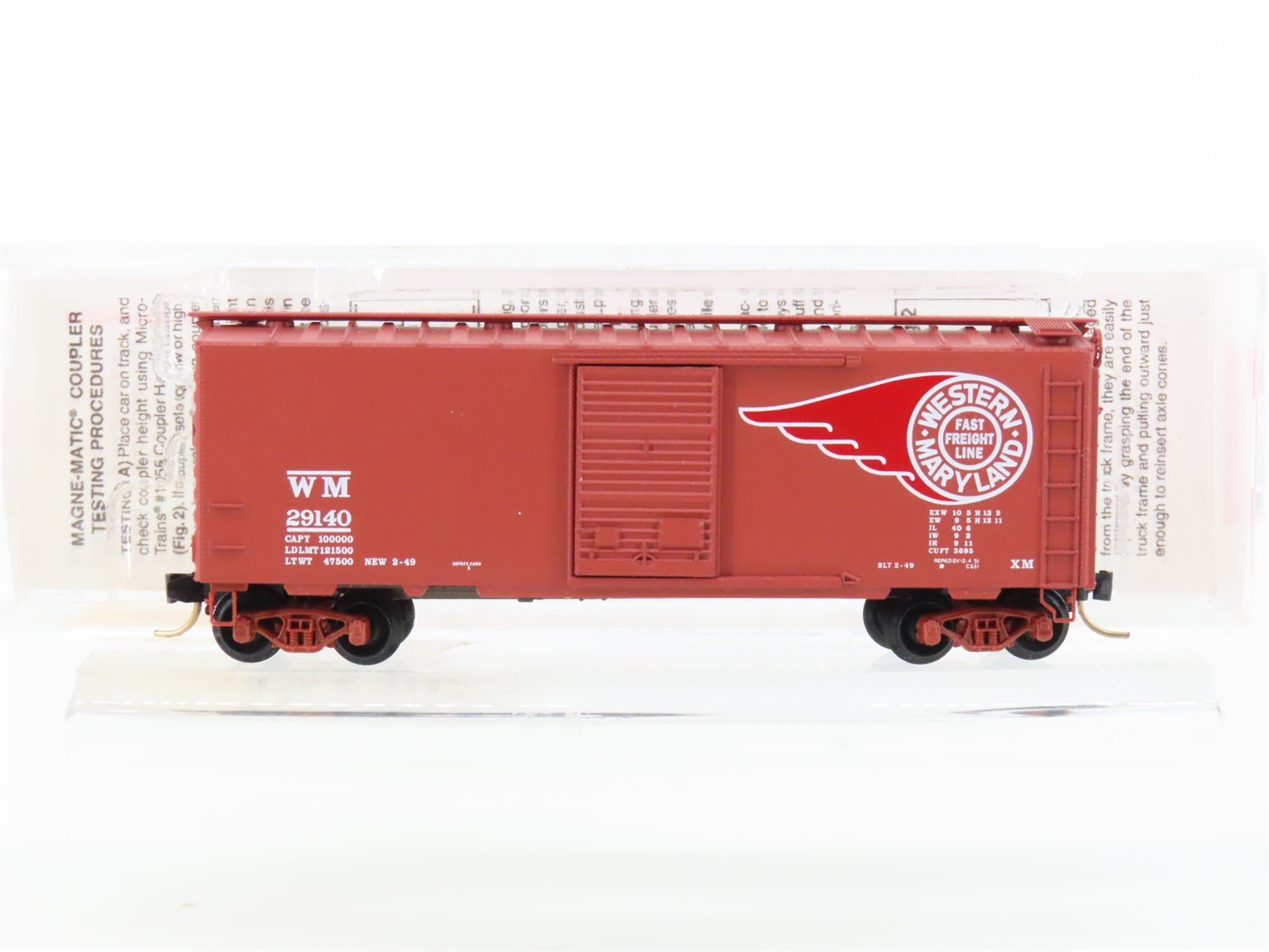 N Scale Micro-Trains MTL 20396 WM Western Maryland "Fireball" 40' Box Car #29140