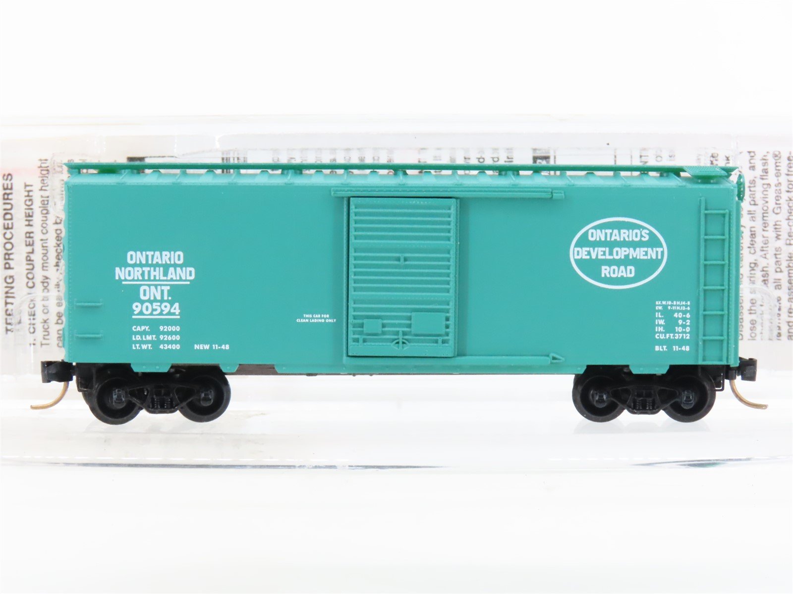 N Micro-Trains MTL 20386 ONT Ontario Northland 40' Single Door Box Car #90594