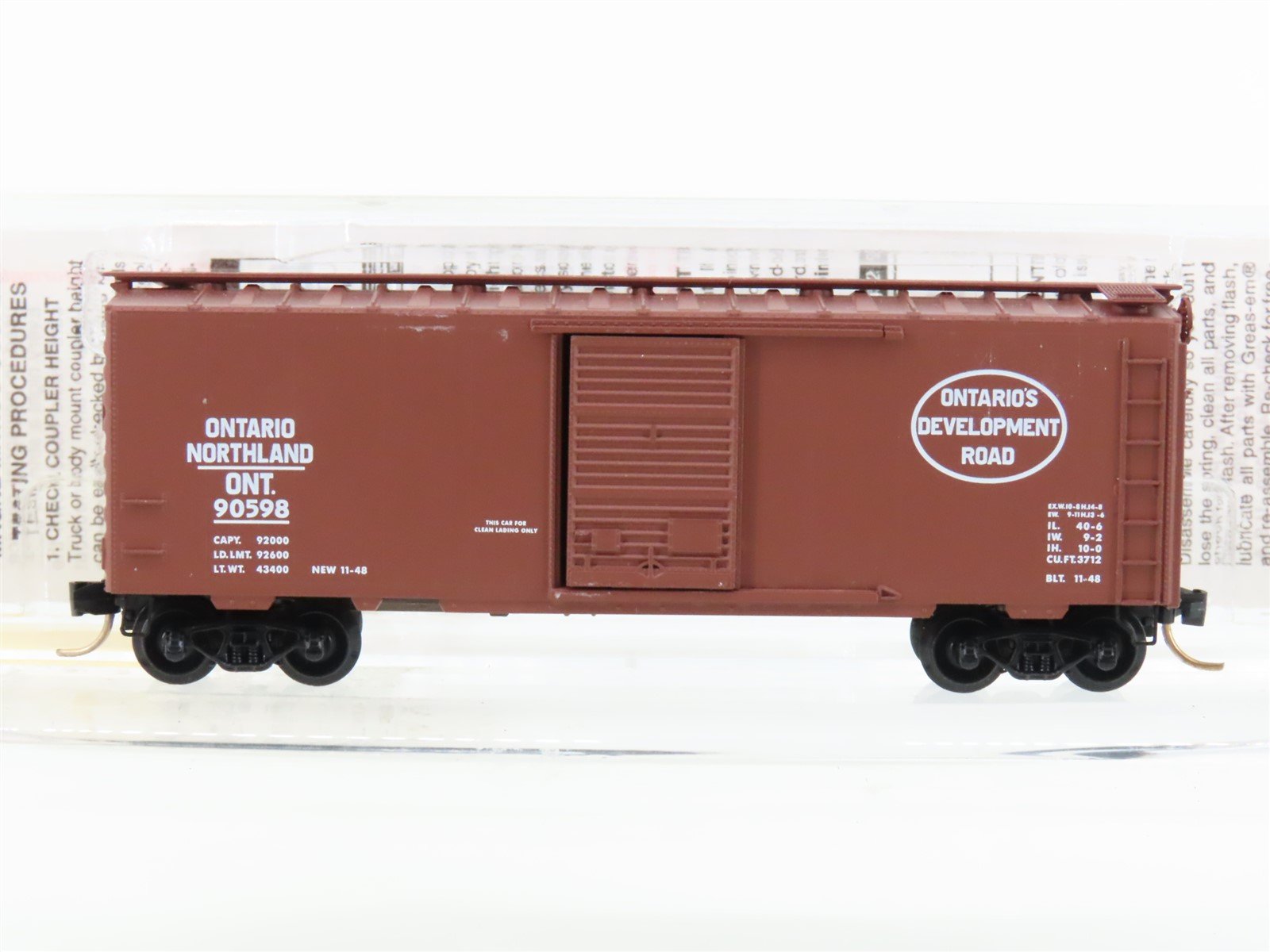 N Micro-Trains MTL 20386 ONT Ontario Northland 40' Single Door Box Car #90598