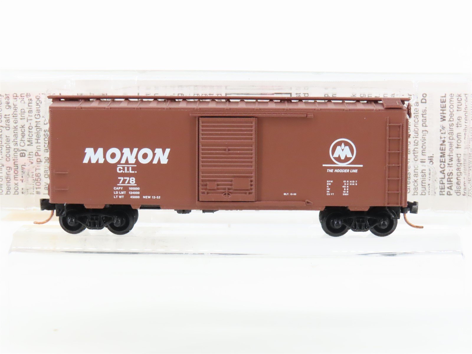 N Micro-Trains MTL 20536 CIL Monon "Hoosier Line" 40' Single Door Box Car #778