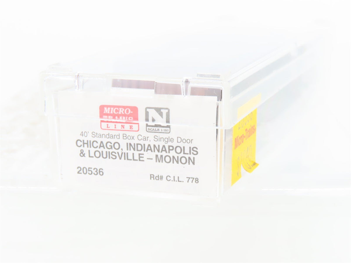 N Micro-Trains MTL 20536 CIL Monon &quot;Hoosier Line&quot; 40&#39; Single Door Box Car #778