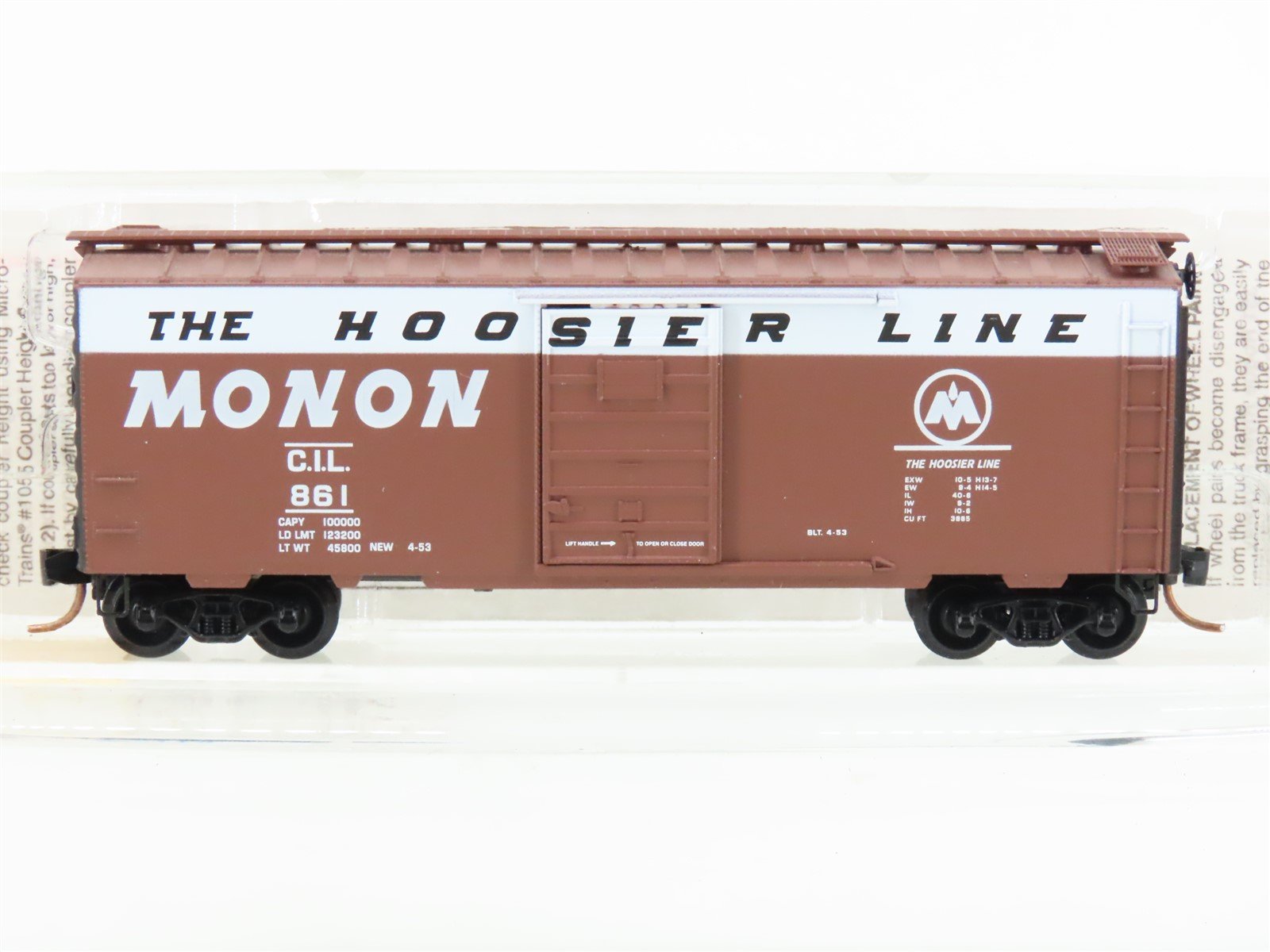 N Micro-Trains MTL 20486 CIL Monon "Hoosier Line" 40' Single Door Box Car #861