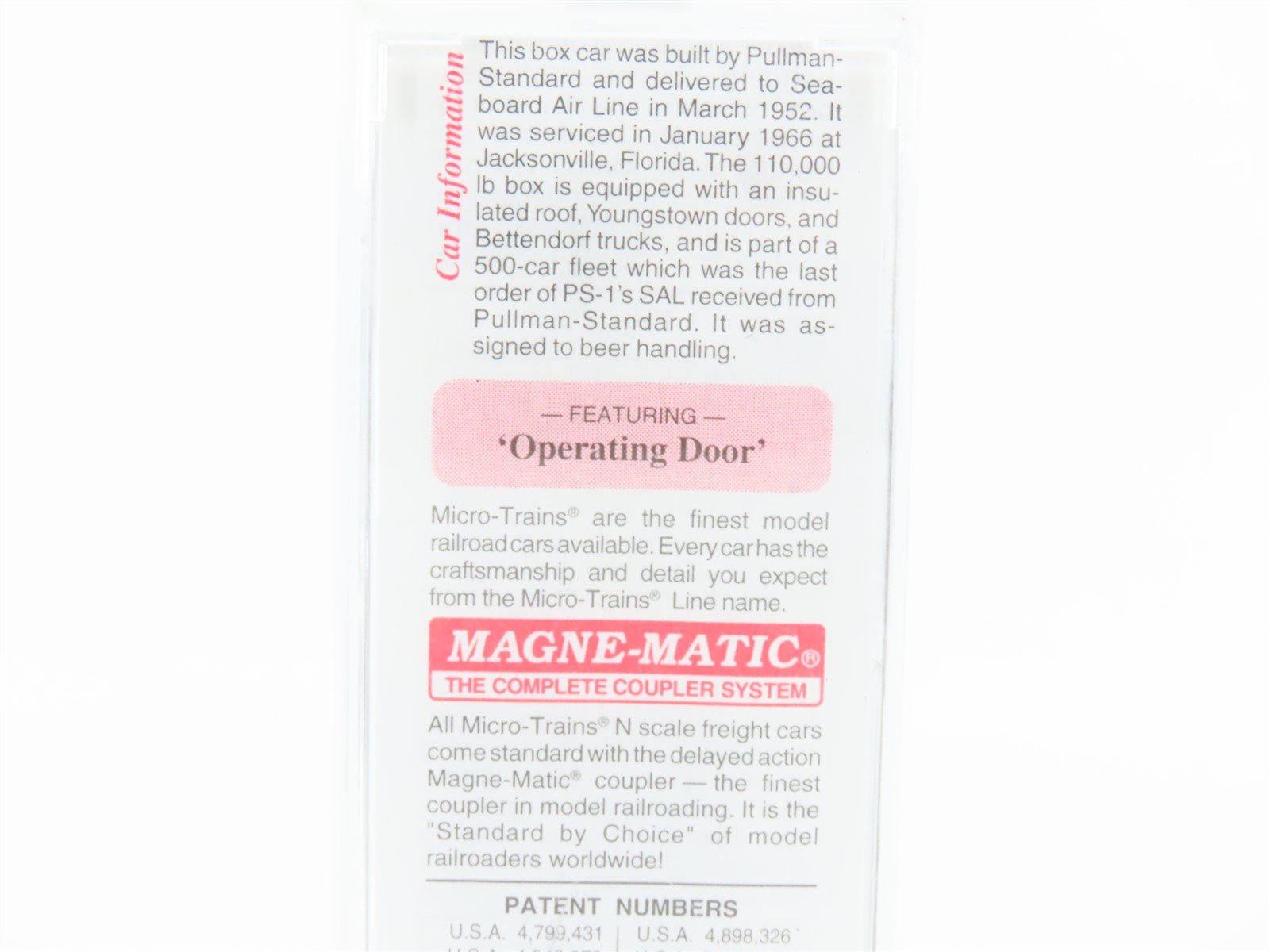 N Micro-Trains MTL 20616 SAL Seaboard Air Line 40' Single Door Box Car #25196