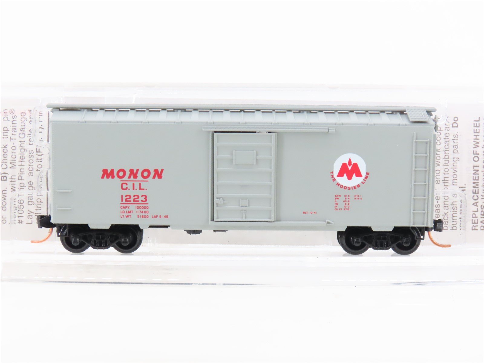 N Micro-Trains MTL 20576 CIL Monon "Hoosier Line" 40' Single Door Box Car #1223