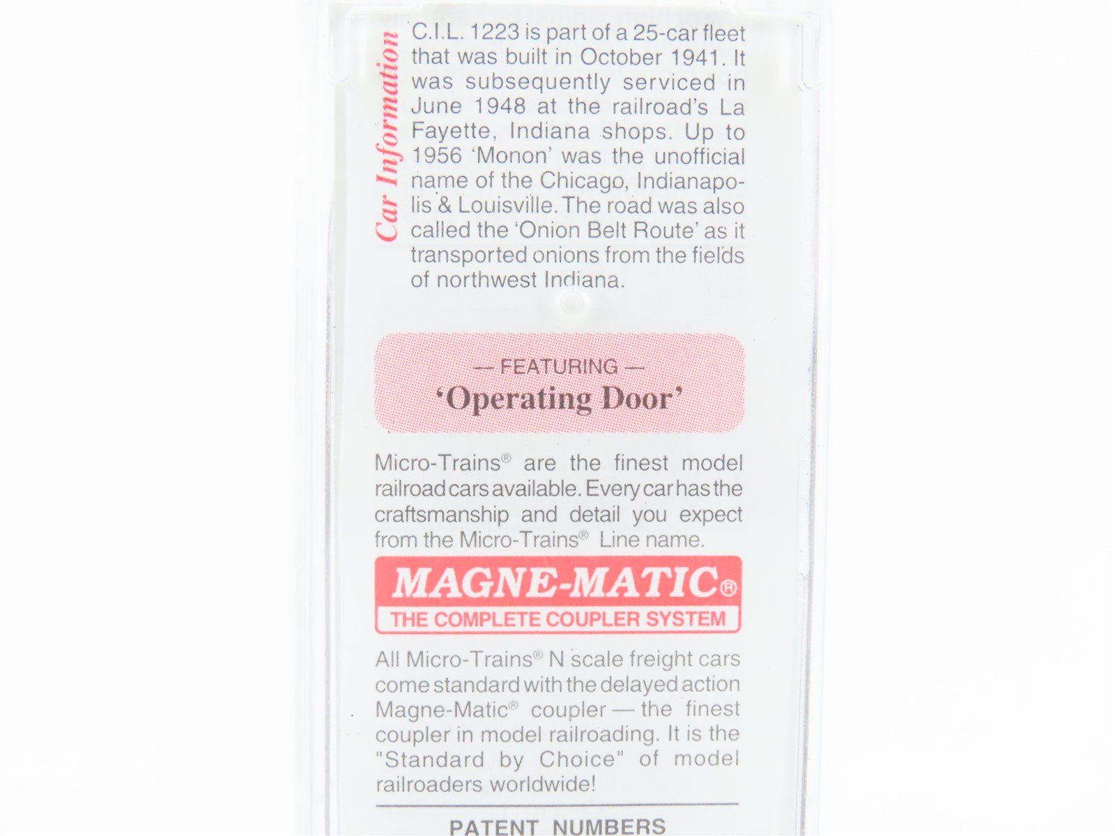 N Micro-Trains MTL 20576 CIL Monon 