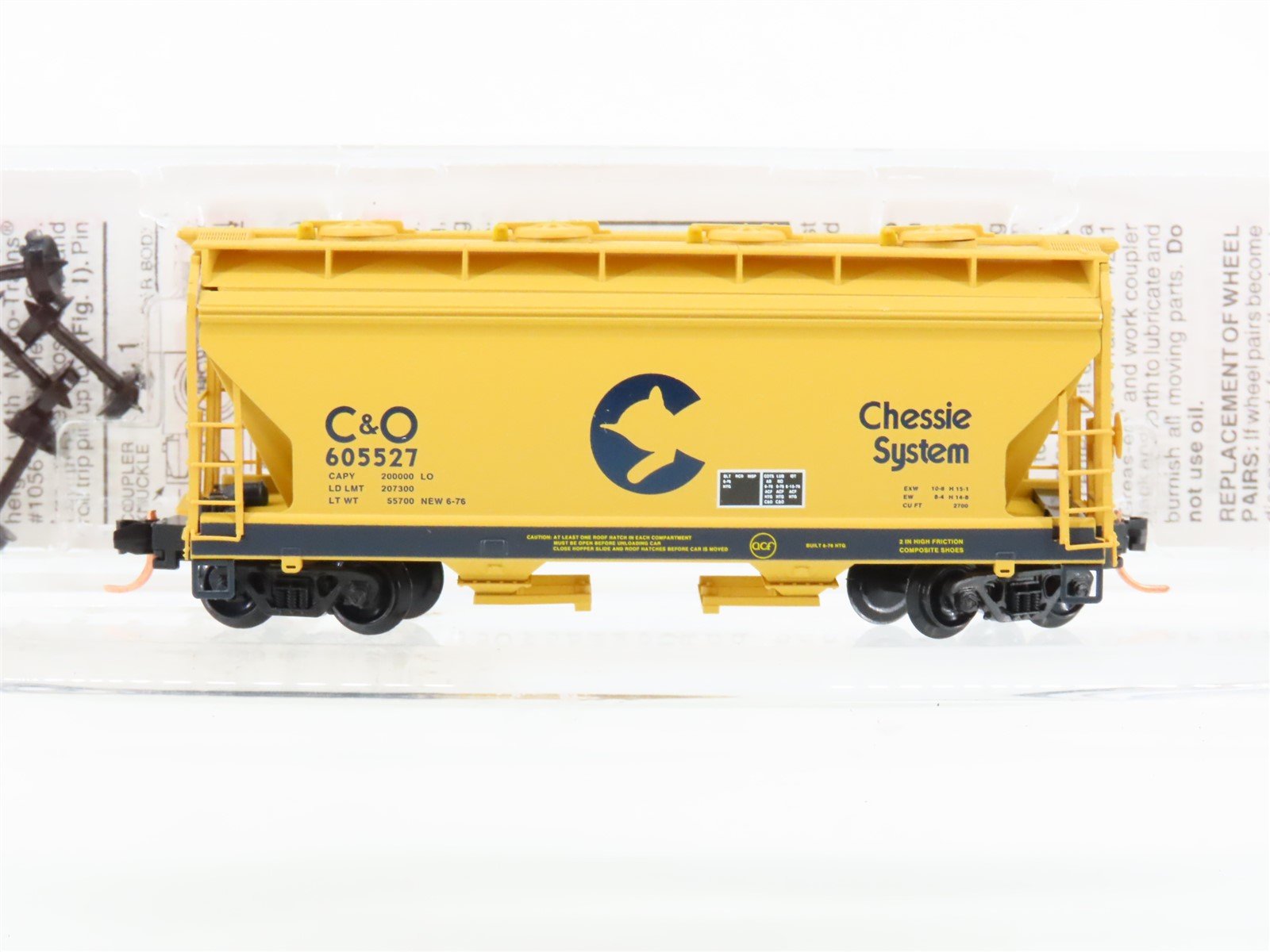 N Micro-Trains MTL 92160 C&O Chessie System ACF 2-Bay Covered Hopper #605527