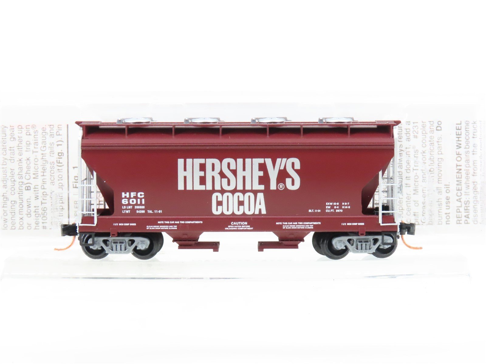 N Micro-Trains MTL 92150 HFC Hershey's Cocoa ACF 2-Bay Covered Hopper #6011