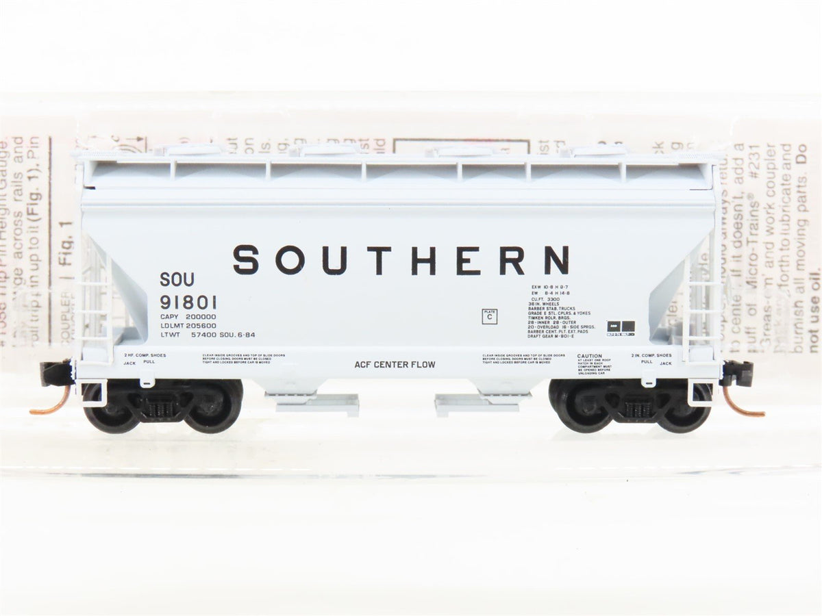 N Scale Micro-Trains MTL 92120 SOU Southern ACF 2-Bay Covered Hopper #91801