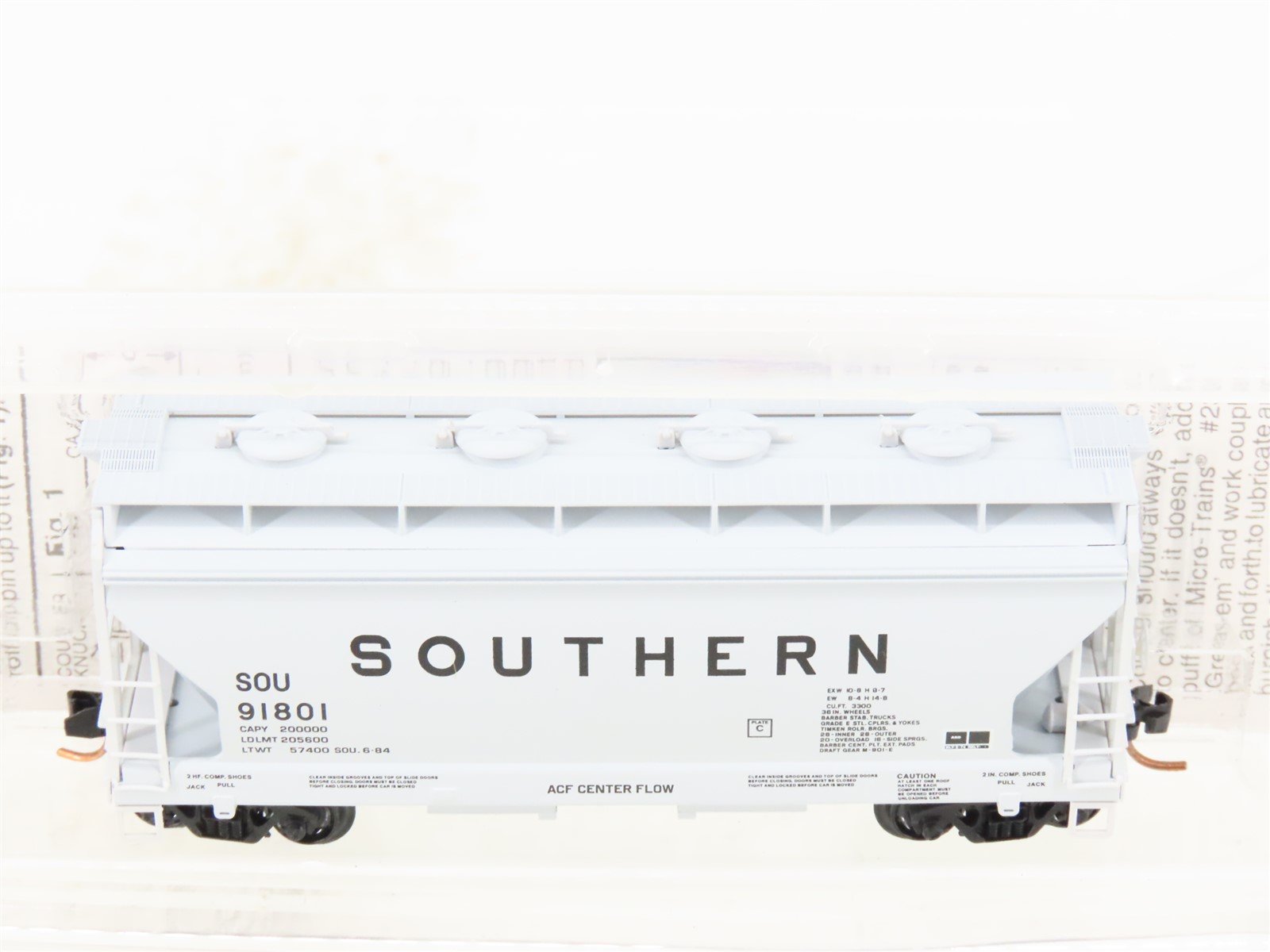 N Scale Micro-Trains MTL 92120 SOU Southern ACF 2-Bay Covered Hopper #91801