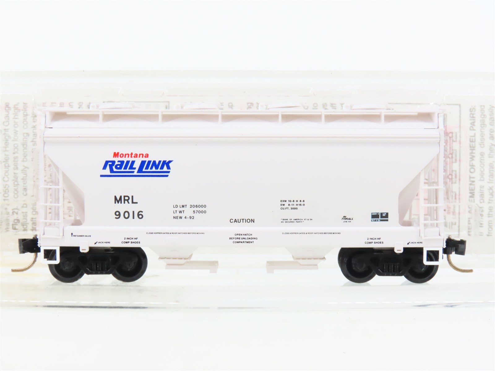 N Micro-Trains MTL 92110 MRL Montana Rail Link ACF 2-Bay Covered Hopper #9016