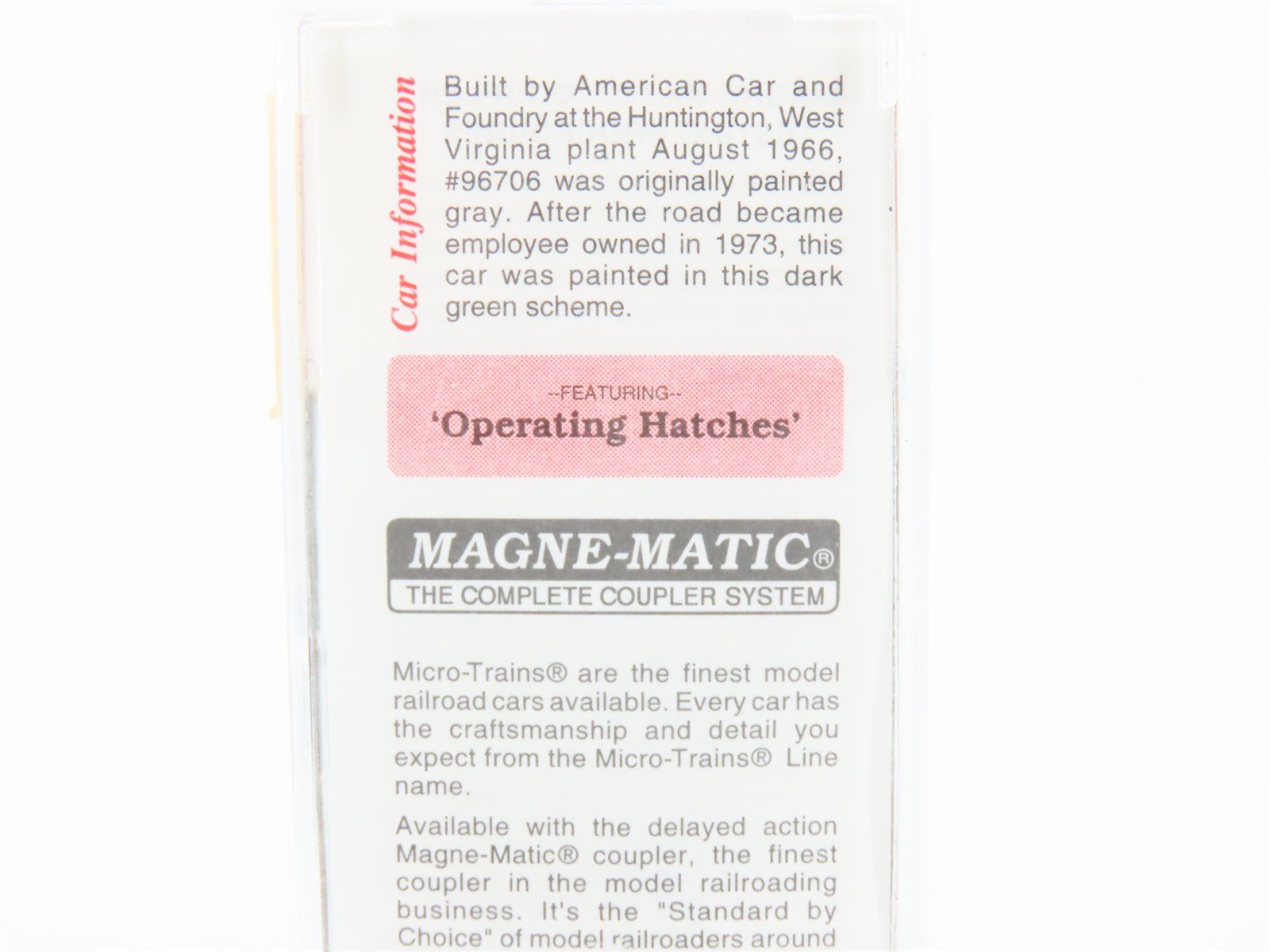 N Micro-Trains MTL 92100 CNW Chicago & North Western 2-Bay Covered Hopper #96706