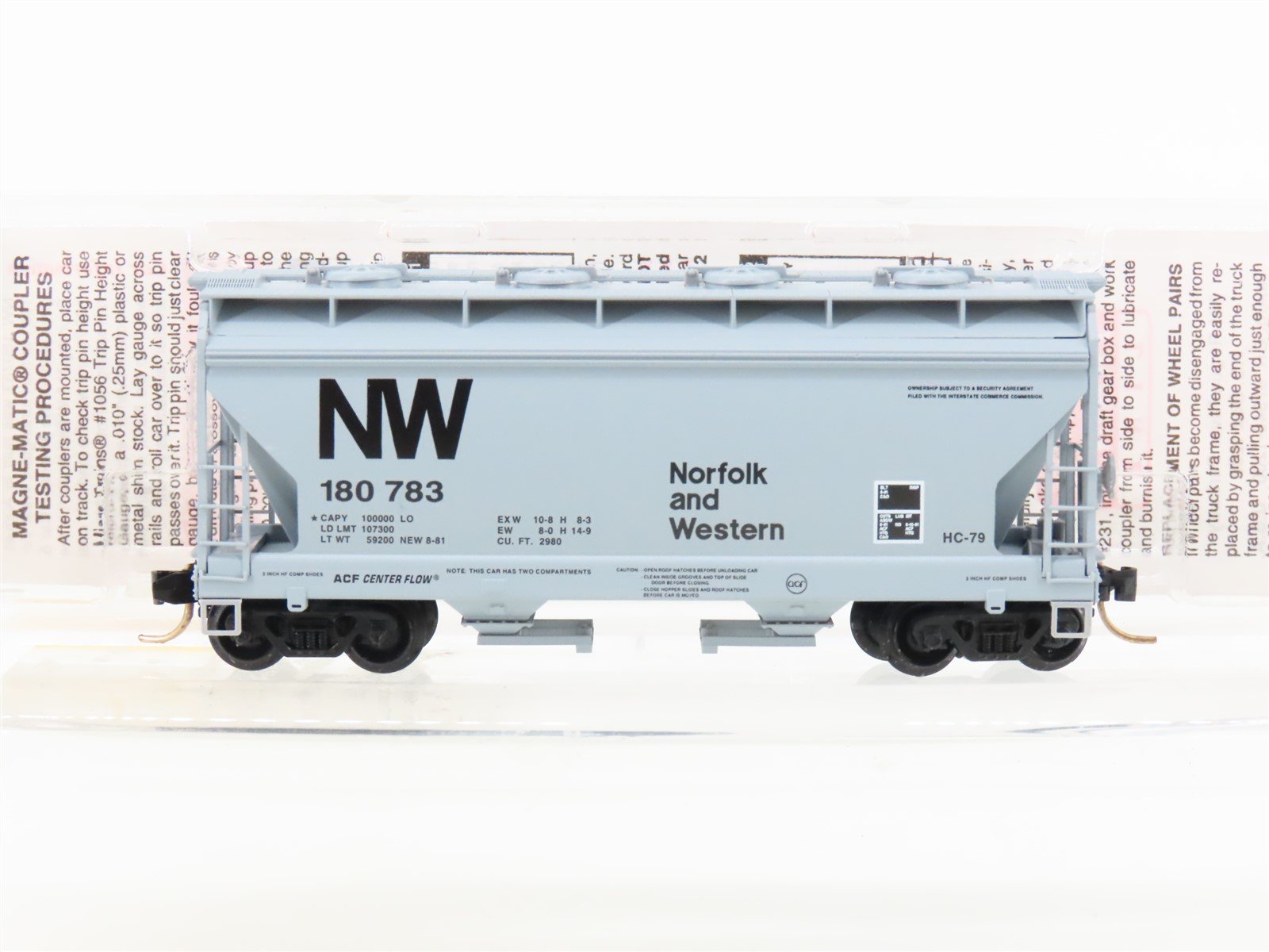 N Micro-Trains MTL 92050 N&W Norfolk & Western ACF 2-Bay Covered Hopper #180783