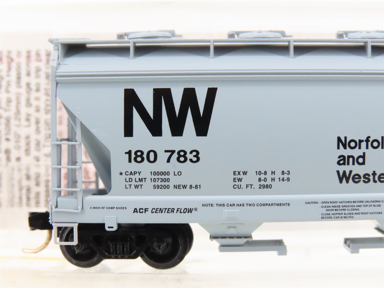 N Micro-Trains MTL 92050 N&W Norfolk & Western ACF 2-Bay Covered Hopper #180783