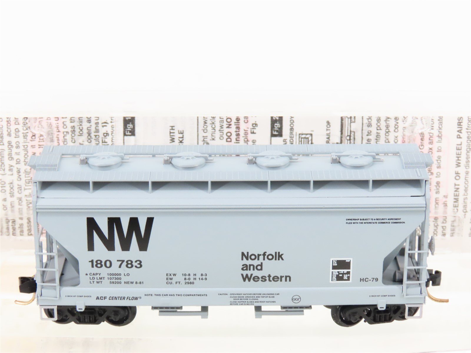 N Micro-Trains MTL 92050 N&W Norfolk & Western ACF 2-Bay Covered Hopper #180783