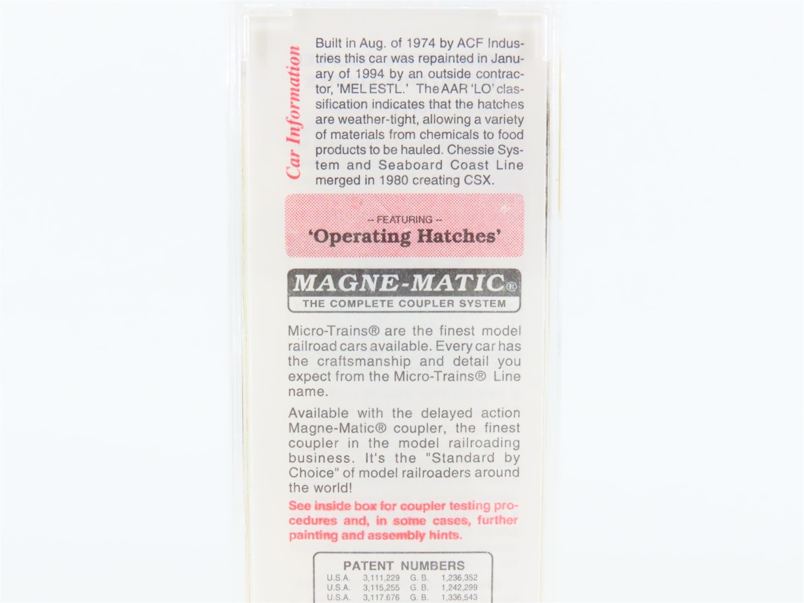 N Micro-Trains MTL 94060 CSX Transportation ACF 3-Bay Covered Hopper #254227