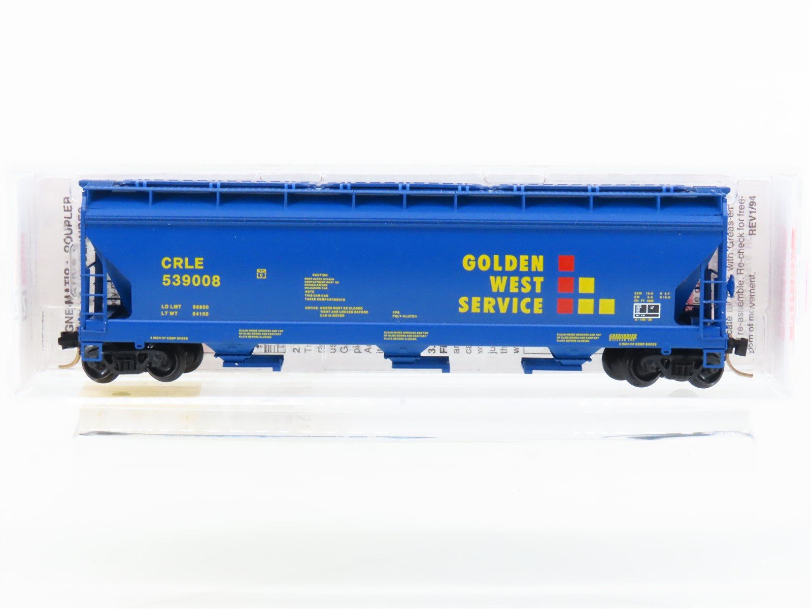 N Micro-Trains MTL 94050 CRLE Golden West Service 3-Bay Covered Hopper #539008