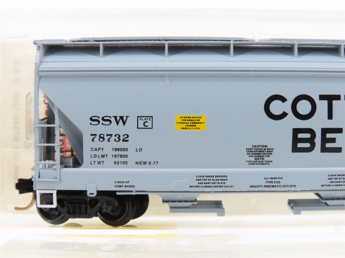 N Scale Micro-Trains MTL 94010 SSW Cotton Belt ACF 3-Bay Covered Hopper #78732