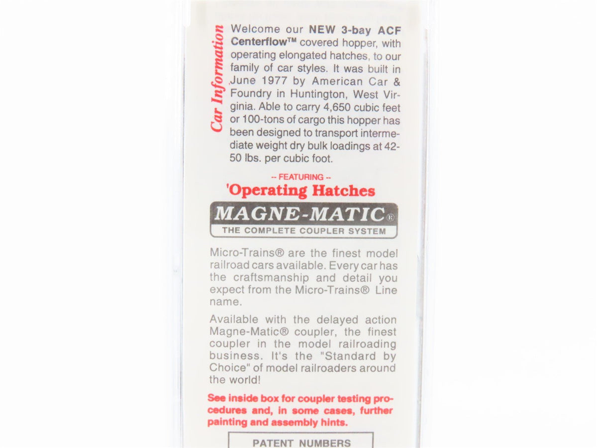 N Scale Micro-Trains MTL 94010 SSW Cotton Belt ACF 3-Bay Covered Hopper #78732