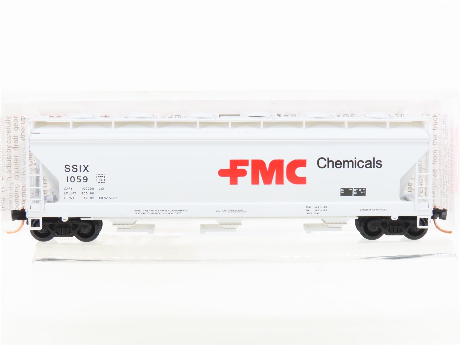 N Scale Micro-Trains MTL 93080 SSIX FMC Chemicals ACF 3-Bay Covered Hopper #1059