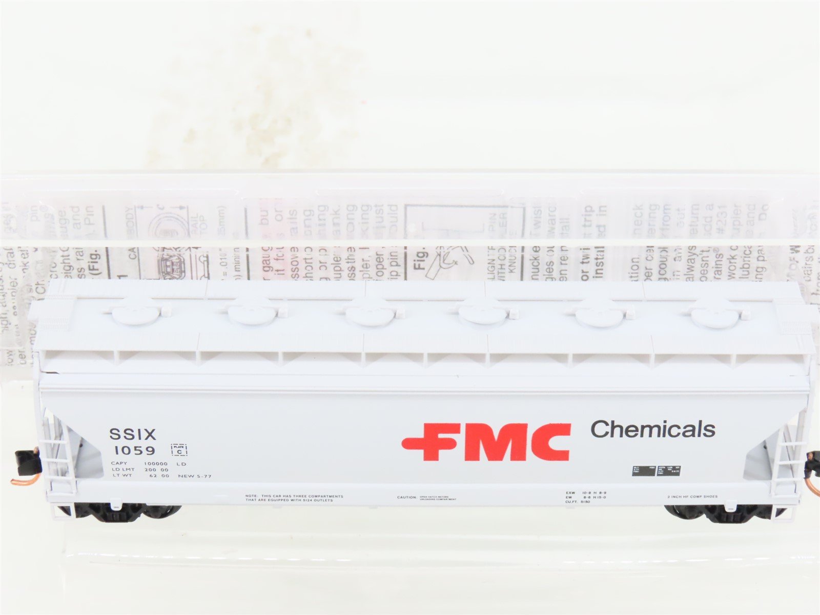 N Scale Micro-Trains MTL 93080 SSIX FMC Chemicals ACF 3-Bay Covered Hopper #1059