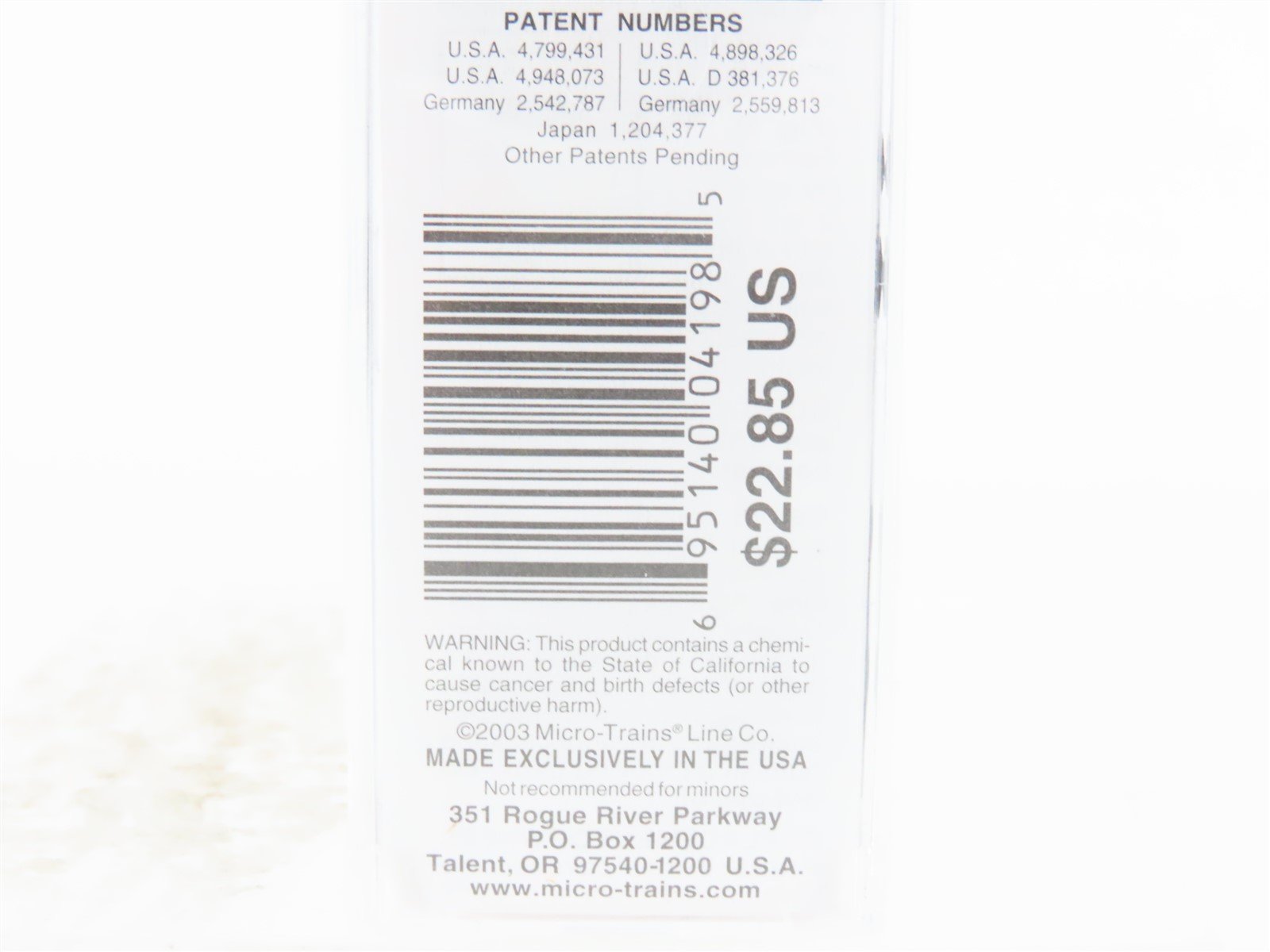 N Scale Micro-Trains MTL 93080 SSIX FMC Chemicals ACF 3-Bay Covered Hopper #1059