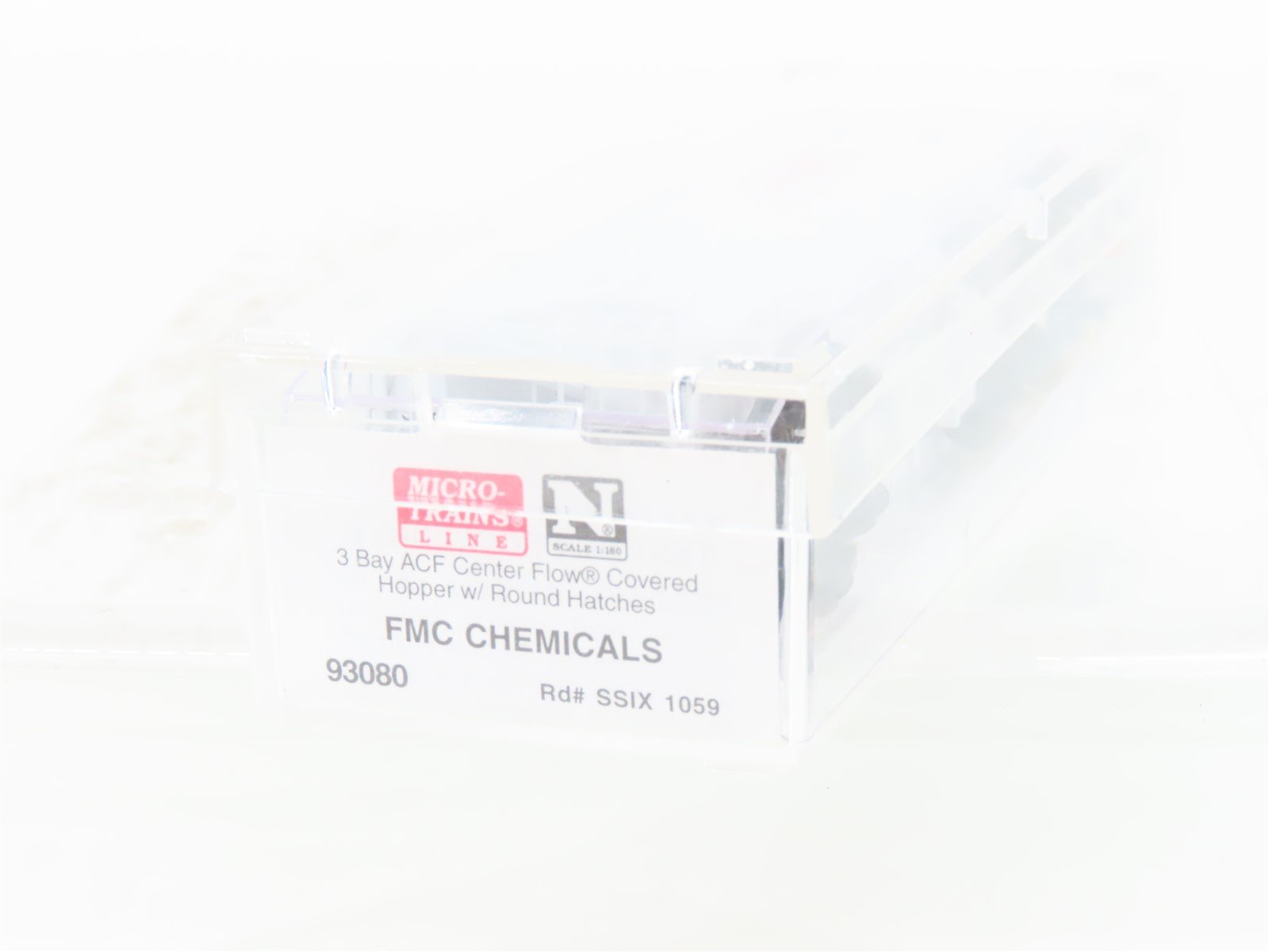 N Scale Micro-Trains MTL 93080 SSIX FMC Chemicals ACF 3-Bay Covered Hopper #1059