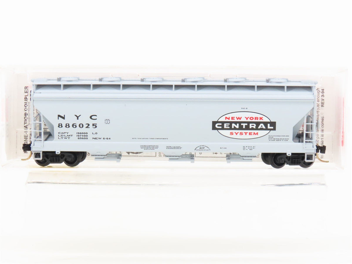 N Micro-Trains MTL 93030 NYC New York Central ACF 3-Bay Covered Hopper #886025