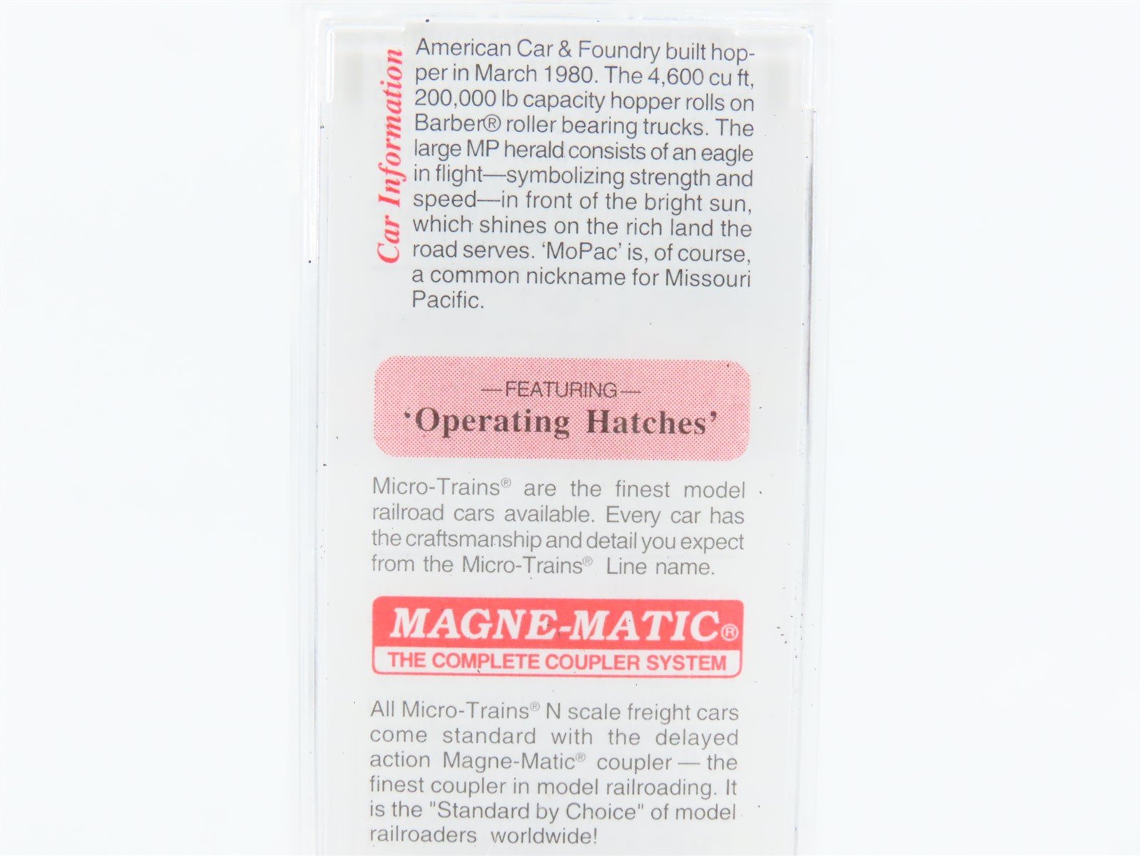 N Micro-Trains MTL 94190 MP Mo-Pac Missouri Pacific 3-Bay Covered Hopper #724369