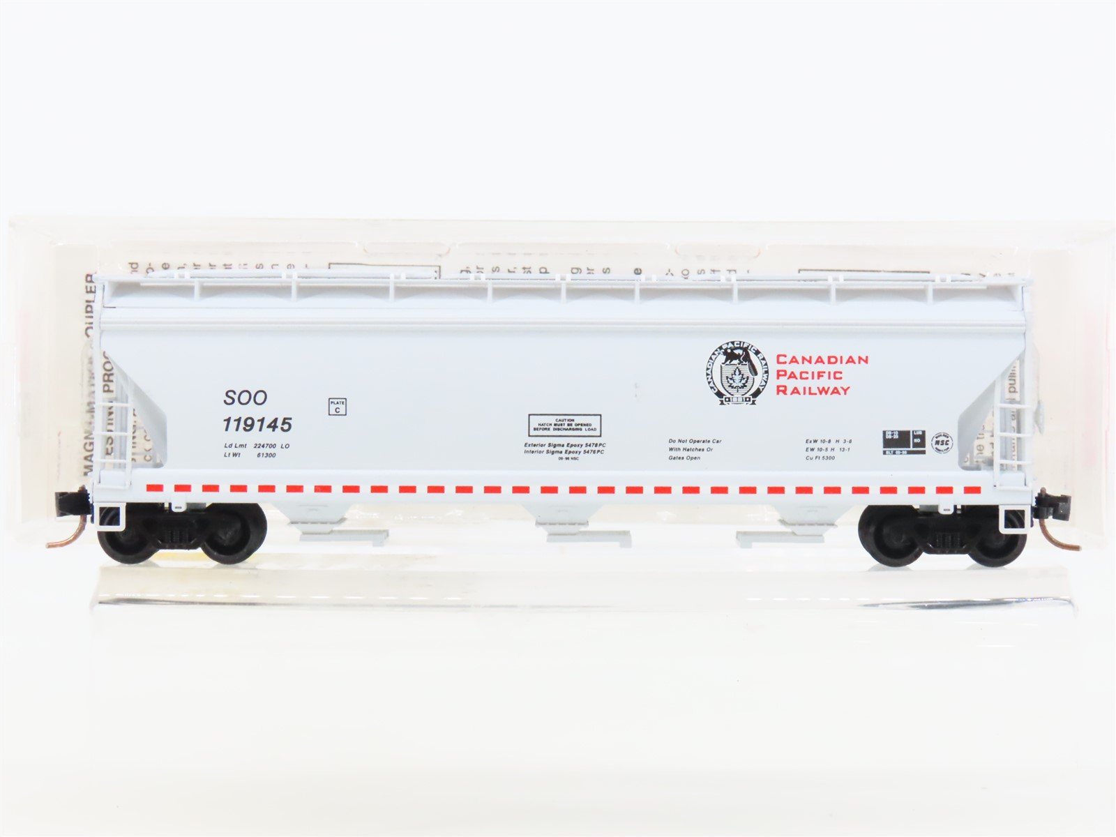 N Micro-Trains MTL 94140 SOO / CP Canadian Pacific 3-Bay Covered Hopper #119145