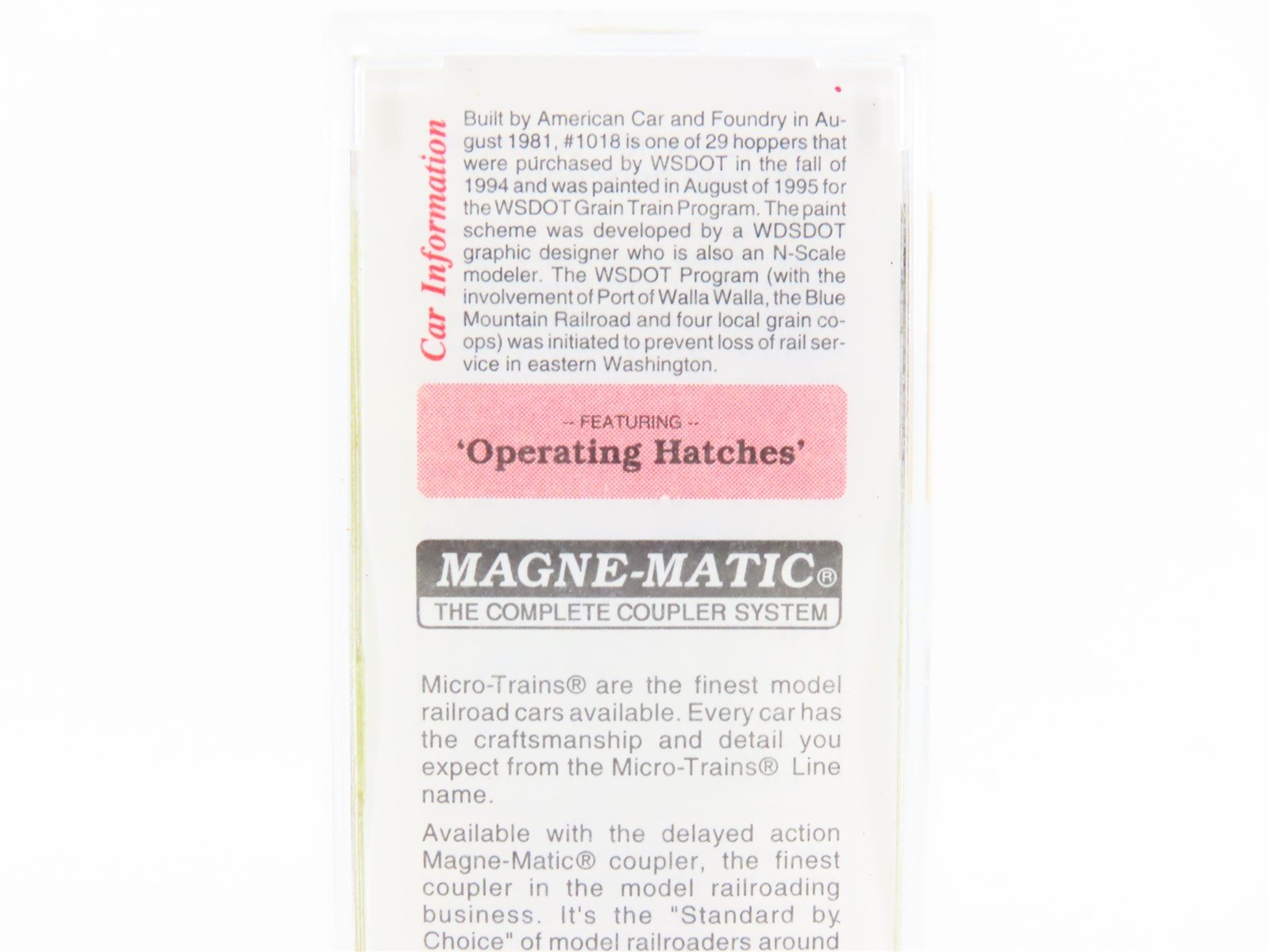 N Micro-Trains MTL 94070 BLMR Washington Grain Train 3-Bay Covered Hopper #1018