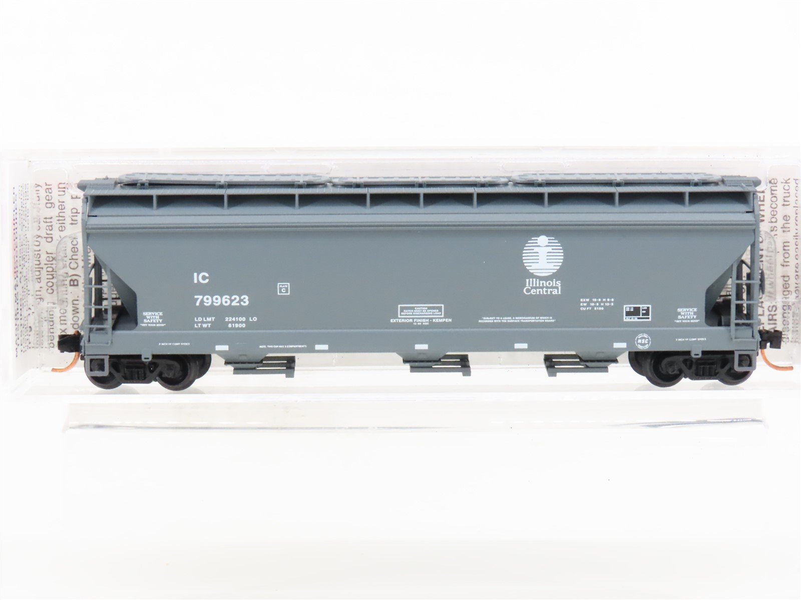 N Micro-Trains MTL 94200 IC Illinois Central ACF 3-Bay Covered Hopper #799623