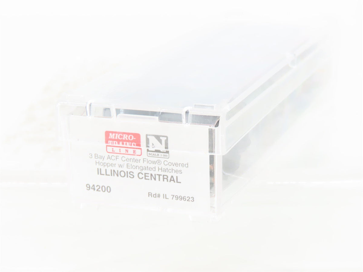 N Micro-Trains MTL 94200 IC Illinois Central ACF 3-Bay Covered Hopper #799623