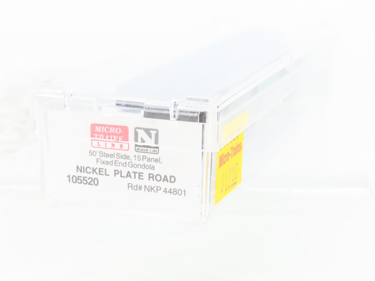 N Micro-Trains MTL 105520 NKP Nickel Plate Road 50&#39; Fixed End Gondola #44801