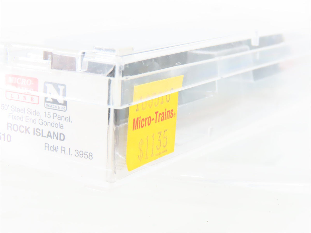 N Scale Micro-Trains MTL 105510 RI Rock Island 50&#39; Fixed End Gondola #3958