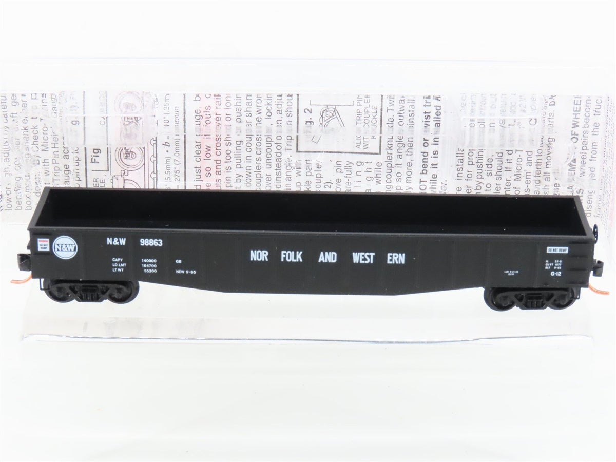N Micro-Trains MTL 105080 N&amp;W Norfolk &amp; Western 50&#39; Fixed End Gondola #98863