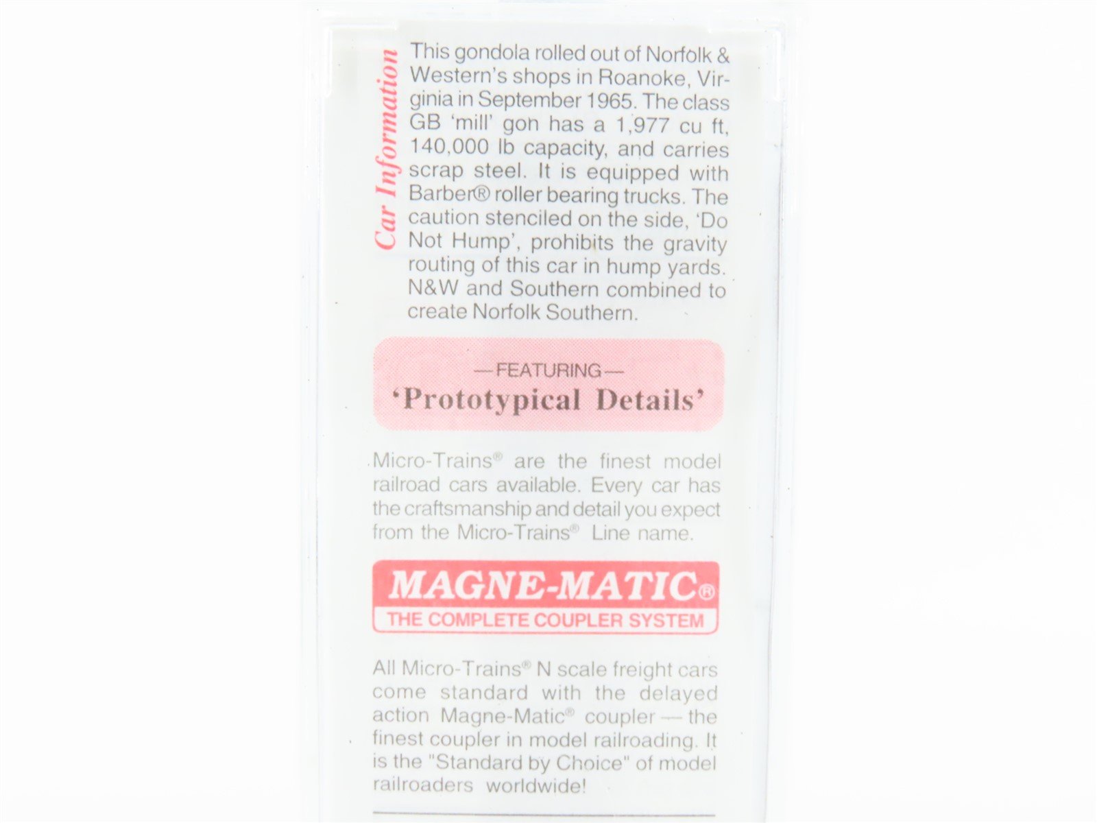 N Micro-Trains MTL 105080 N&W Norfolk & Western 50' Fixed End Gondola #98863