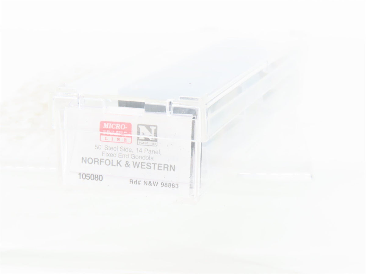 N Micro-Trains MTL 105080 N&amp;W Norfolk &amp; Western 50&#39; Fixed End Gondola #98863
